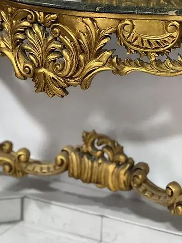 drvena: Konzola sa ogledalom (zeleni mermer) 🪞✨ Dobro stanje. 🏠 Širina 155 — 4