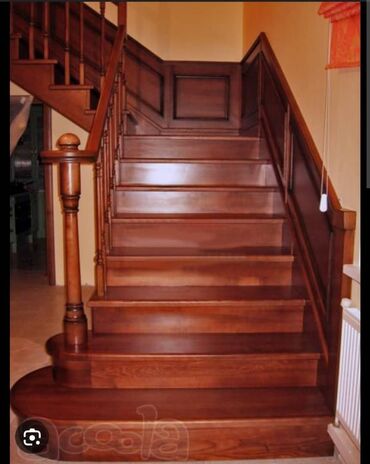 Деревянные лестницы: Деревянная лестница Для дома, Бесплатный замер, Вид дерева: Дуб, Форма лестницы: Много-маршевая, Стиль: Классический — 8