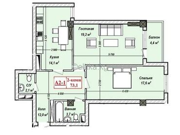квартира берилет маладая: 2 комнаты, 73 м², Элитка, 6 этаж, ПСО (под самоотделку)