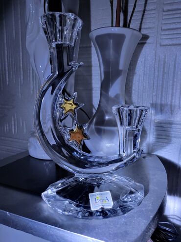 Ostali kućni dekor: Svecnjak nov kristal,led kristal 90te. Visina. 19/10cm — 5