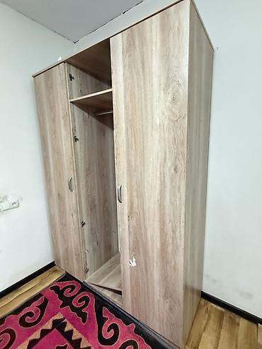 standing mirror: Трёхдверный платяной шкаф из ЛДСП в светлом дубовом декоре. - — 1