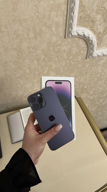 Apple iPhone: IPhone 14 Pro Max, Б/у, 128 ГБ, Deep Purple, Защитное стекло, Чехол, Коробка, 89 %