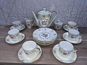 çaynı serviz: Çay dəsti, rəng - Ağ, Farfor, Almaniya — 6