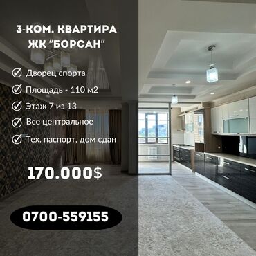 Продажа квартир: 3 комнаты, 110 м², Элитка, 7 этаж, Евроремонт