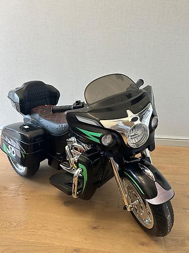 elektrikli chopper: Uşaq üçün elektrikli motosikl (chopper stili) - Rəng: qara, yaşıl — 1