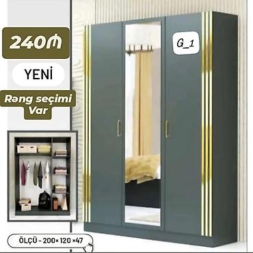 Ev üçün mebel: Üç qapılı paltar şkafı – model G_1 - Ölçü: 200 × 120 × 47 sm - — 1