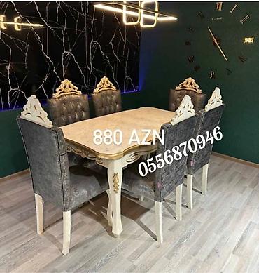 kamot termo: Qonaq otağı üçün, Yeni, Açılmayan, Dördbucaq masa, 6 stul — 3