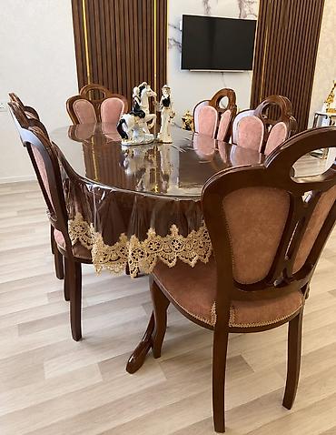 Qonaq otağı üçün, İşlənmiş, Oval masa, 6 stul lalafo.az -da Qonaq otağı üçün, İşlənmiş, Oval masa, 6 stul