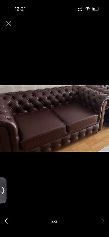 dəri divan kreslo: TƏCİLİ BU GÜNÜ ÜÇÜN SARILMALI Çox oturacaqlı Chesterfield üslubunda — 1