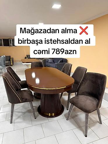 restoran stolu: Qonaq otağı üçün, Yeni, Açılmayan, Oval masa, 6 stul — 1