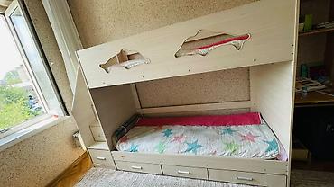 bunk bed: Двухъярусная детская кровать, Б/у, ЛДСП — 2
