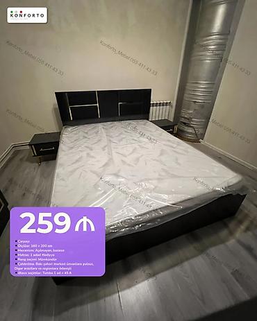 Modern dizaynda ikinəfərlik çarpayı - Ölçü: 160 × 200 sm - Mexanizm