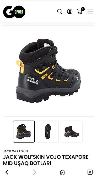 qara botinkalar: JACK WOLFSKIN VOJO TEXAPORE MID uşaq botları 155 manata Gosport — 2