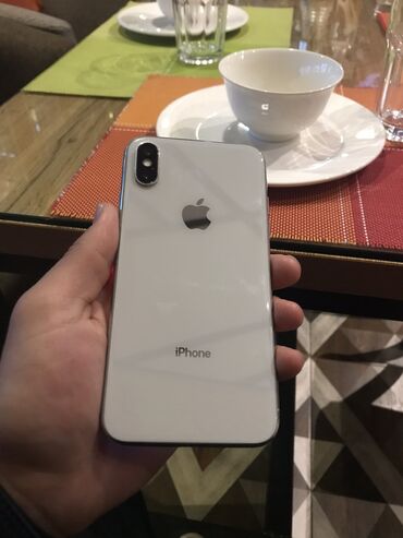 IPhone X, Б/у, 256 ГБ, Белый, Защитное стекло, Чехол, 100 %