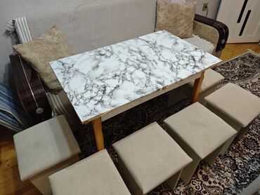 стеклянный обеденный стол: Mətbəx üçün, İşlənmiş, 6 stul