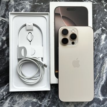телефон на расрочку: IPhone 16 Pro Max, Жаңы, 256 ГБ, Desert Titanium, Коргоочу айнек, Каптама, Кабель, 100 %