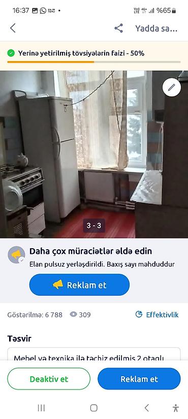 bir otaql: Mebel və texnika ilə təchiz edilmiş 2 otaqlı mənzil. - Geniş, işıqlı — 2