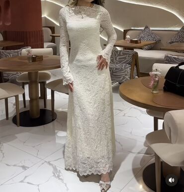 белое вечернее платье в пол: Ажурное праздничное платье в пол - Цвет: молочный/айвори - Материал