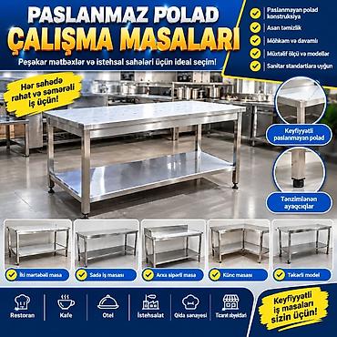 Yeni Paslanmaz nerj masalar depodan Satiş‼️ 90 * 60*85. 140azn