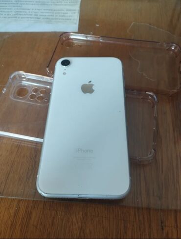 бытовая техника в рассрочку бишкек: IPhone Xr, Колдонулган, 128 ГБ, White Titanium, Заряддоочу түзүлүш, Коргоочу айнек, Каптама, 100 %