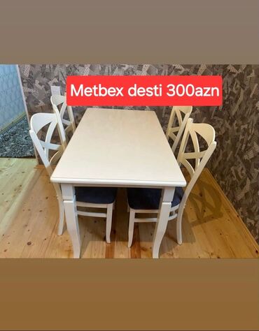 metbex ucun lambir: Mətbəx üçün, Yeni, Açılmayan, Kvadrat masa, 4 stul