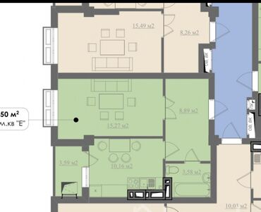 1 комната, 42 м², Элитка, 9 этаж, ПСО (под самоотделку)