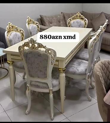 taxta tavan: Qonaq otağı üçün, Yeni, Açılmayan, Dördbucaq masa, 6 stul — 1