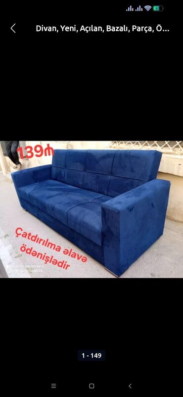 Sifarişlə divanlar: Divan, Qonaq otağı üçün, Vеlur parça, Bazalı, Açılan, Kitab — 24