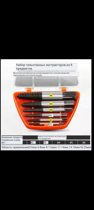 дрель ударная rodex power rdx165: Набор экстракторов для выкручивания обломанных болтов. набор из 7 шт