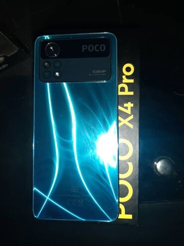 телефоны в рассрочку ош: Poco X4 Pro 5G, Б/у, 128 ГБ, цвет - Синий, 2 SIM