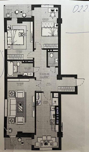 Новостройки от застройщика: 3 комнаты, 93 м², Элитка, 9 этаж, ПСО (под самоотделку)
