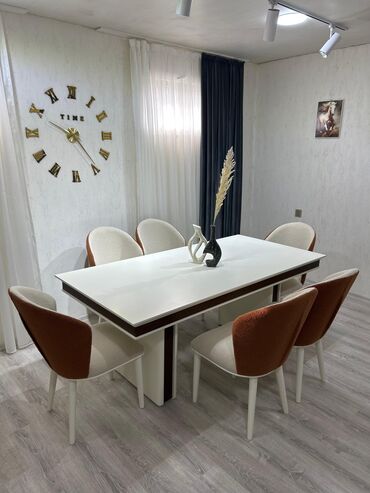 Restoran mebeli: Qonaq otağı üçün, İşlənmiş, Dördbucaq masa, 6 stul
