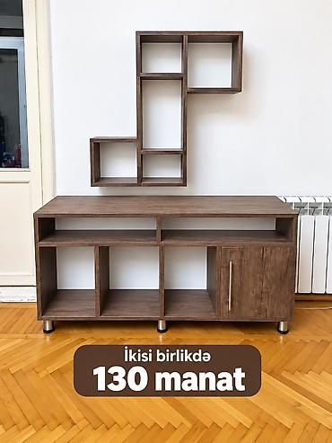 TV altlığı + divar rəfi dəsti - Material: ağac fakturalı laminat/MDF lalafo.az -da TV altlığı + divar rəfi dəsti - Material: ağac fakturalı laminat/MDF