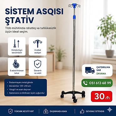 Sistem asqısı üçün stativ - Tibb mühitində rahat və təhlükəsiz