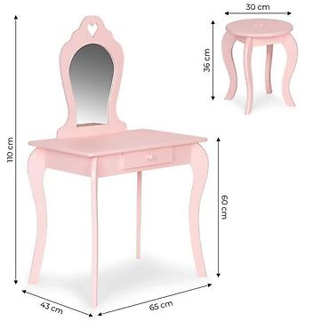 sandale mou: Veliki drveni sto za šminkanje za devojčice sa ogledalom, Pink – — 7