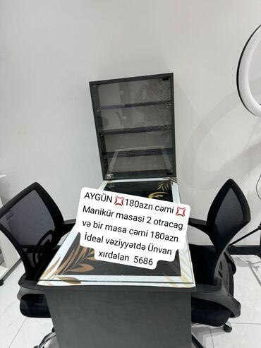 Salon masaları: AYGÜN 🌖💢180azn cəmi 💢 Manikür masasi 2 otracag və bir masa cəmi 180azn