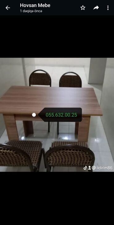 Masa və oturacaq dəstləri: Mətbəx üçün, Yeni, Açılmayan, Dördbucaq masa, 4 stul — 8