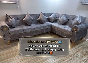 Divanlar: Künc divan, Yeni, Açılan, Bazalı, Vеlur parça, Şəhərdaxili pulsuz çatdırılma — 1