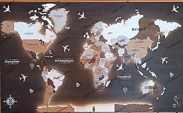 Ostali kućni dekor: Led mapa sveta 250×150 cm 3D sa podlogom Istražite lepotu dekorativne — 9