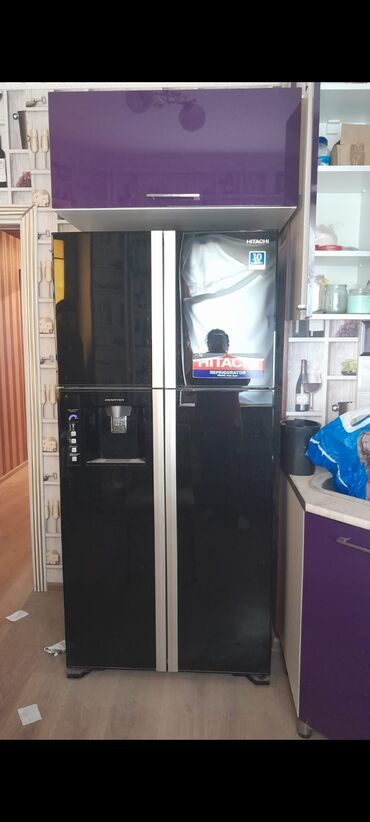 dondurmalar: Б/у 2 двери Hitachi Холодильник Продажа, цвет - Черный, С диспенсером