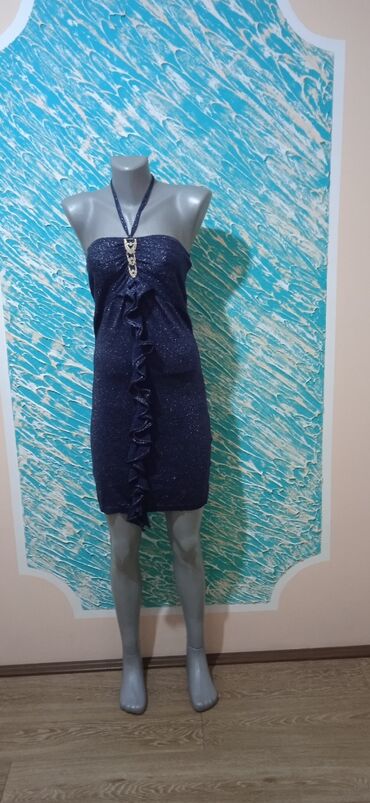 pamučne haljine za plažu: M (EU 38), color - Light blue, Evening, Without sleeves