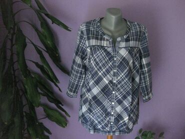 Košulje, bluze i tunike: 2XL (EU 44), Pamuk, Karirani, bоја - Crna