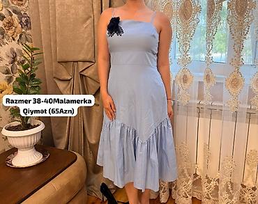 Açıq mavi rəngdə qadın donu - Model: nazik askılı, dizdən aşağı lalafo.az -da Açıq mavi rəngdə qadın donu - Model: nazik askılı, dizdən aşağı
