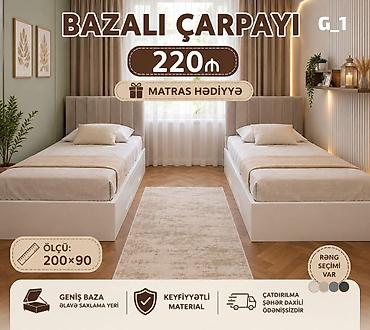 Bazalı çarpayı – G_1 modeli - Ölçü: 200×90 sm - Qiymət: 220 manat lalafo.az -da Bazalı çarpayı – G_1 modeli - Ölçü: 200×90 sm - Qiymət: 220 manat