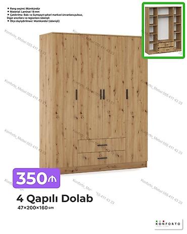 Mebel: 4 Qapılı Dolab – 47×200×160 sm - Material: 18 mm laminat - Rəng — 1