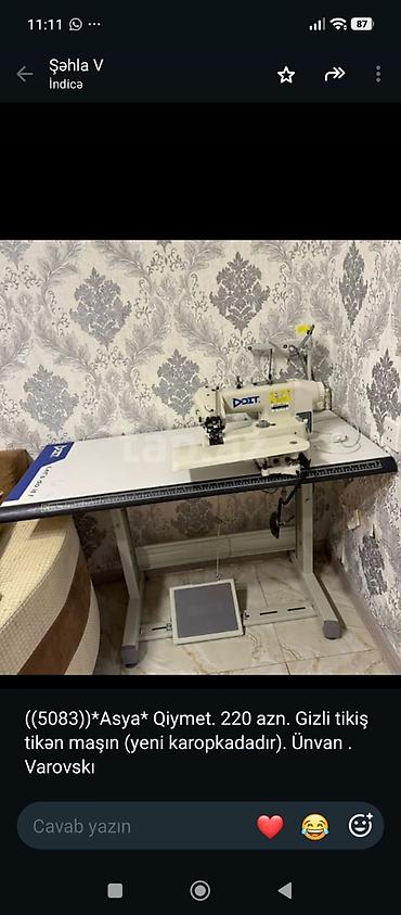 Tikiş maşınları: 077 613 12 74Gizli tikiş tikən maşın – “Asya” modeli. - Stolüstü — 1