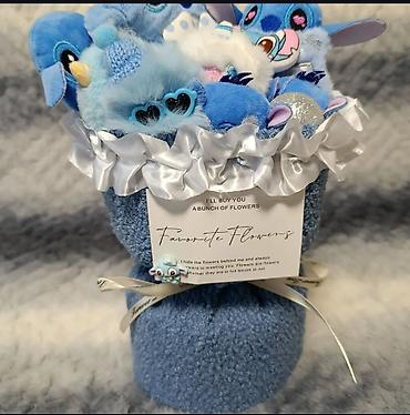 flowers: Плюшевый букет в голубой гамме “Stitch” Запоминающийся подарок - — 2