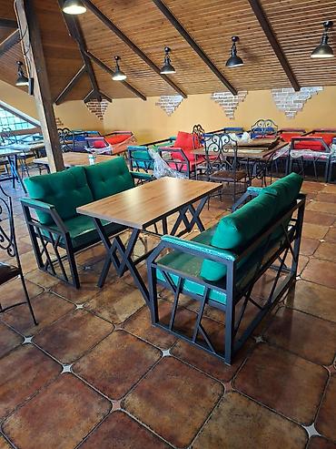 həyət mebeli: Metal karkaslı oturma dəsti – restoran, kafe, teras və bağ məkanları — 4