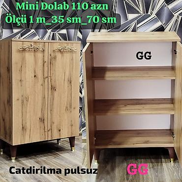 Mini dolab – təbii ağac teksturalı, iki qapılı model. - Qiymət: 110