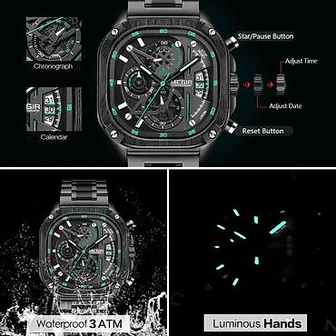Aksesuarlar: MEGIR Chronograph kişi qol saatı - Brend: MEGIR - Funksiyalar — 9